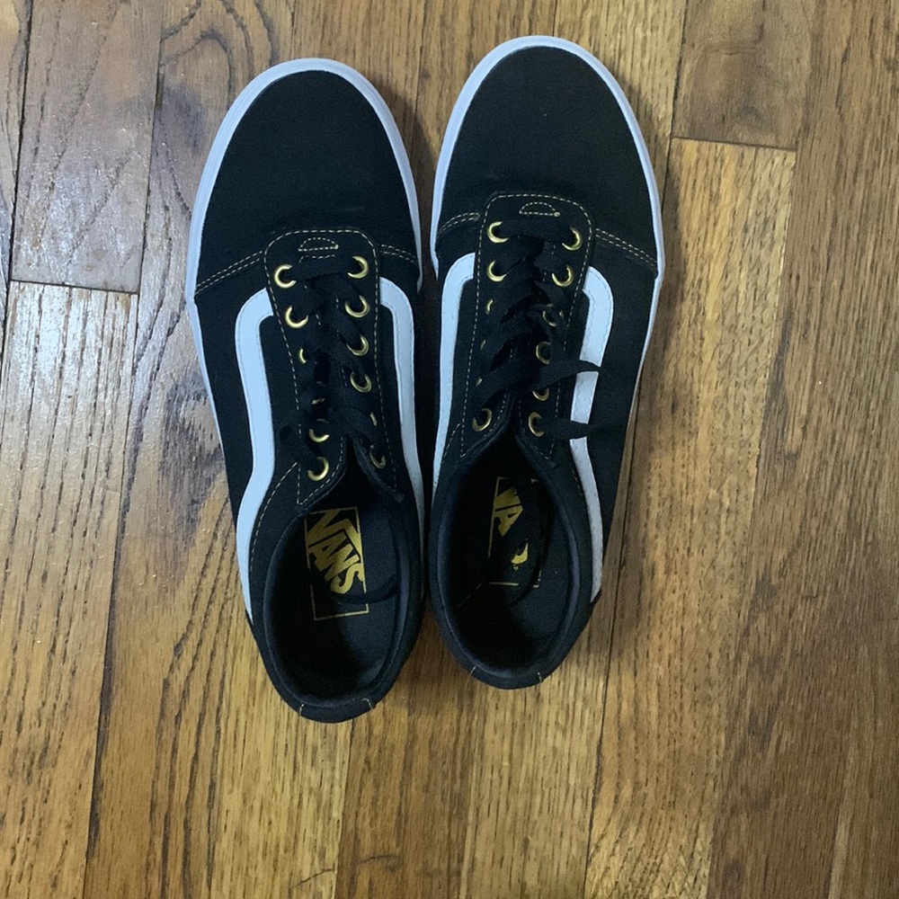 Womens Canvas Crocs Black with Gold Trimming Size 9